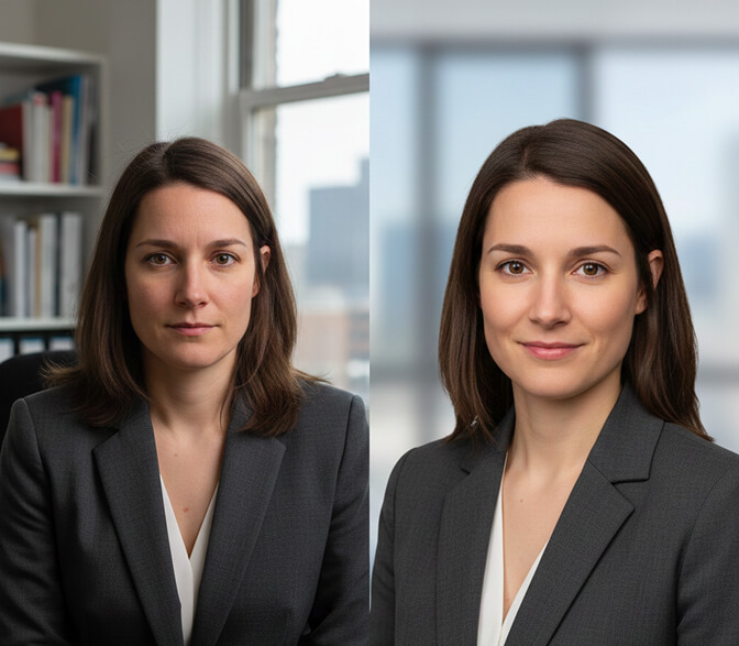 AI headshot with inconsistent blurry background