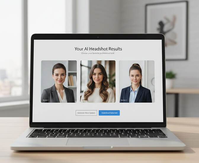AI generated headshots with different hairstyle options
