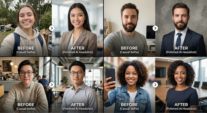 Realistic AI generated professional headshot showing natural skin texture and professional studio lighting