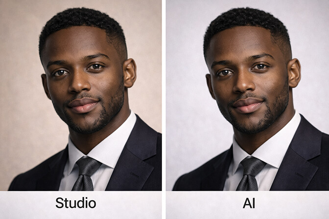 Quality of AI Team Headshots vs Studio Photography