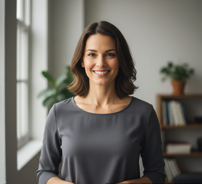 approachable professional headshot with warm lighting and genuine smile