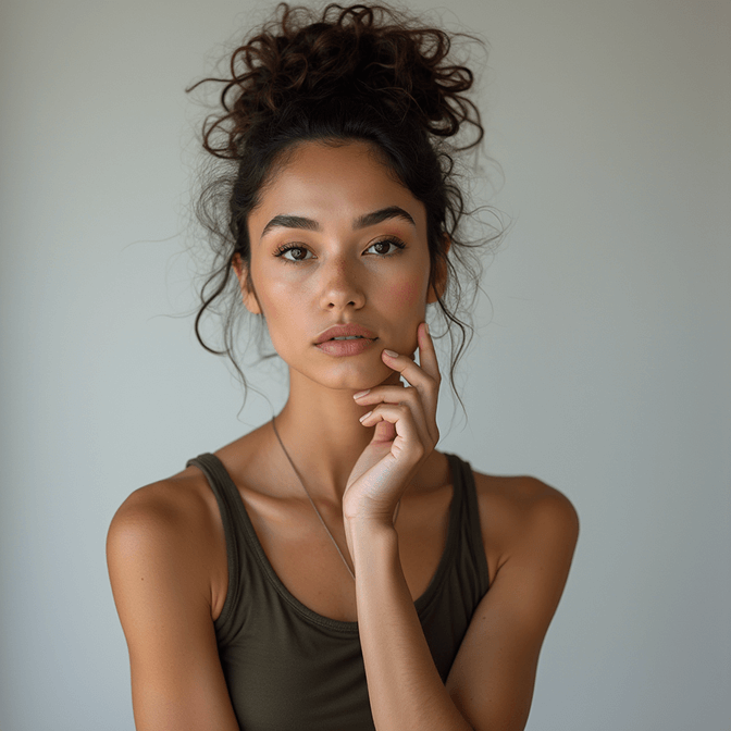 The thoughtful artistic dance headshot pose