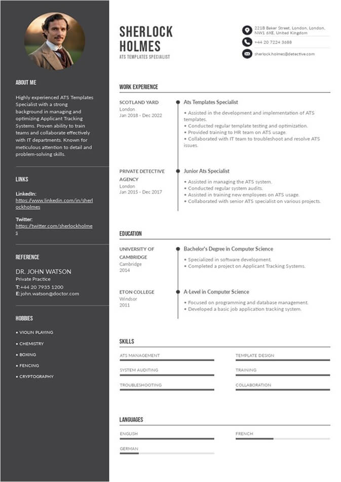 ATS-Friendly Resume with Discreet Photo Box