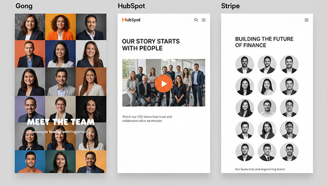 examples of effective B2B about us pages with strong visual credibility
