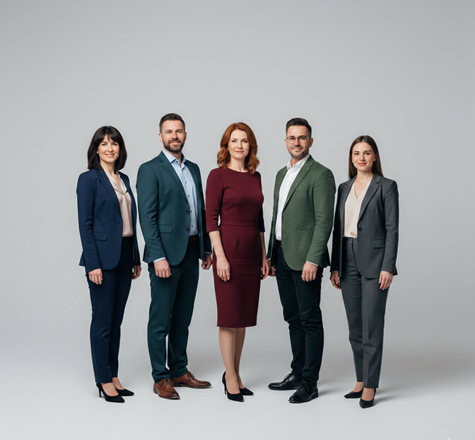 Side by side comparison of best headshot colors navy teal burgundy forest green and charcoal