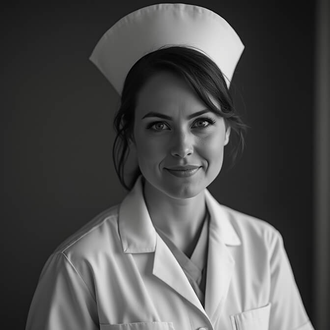 black and white nurse portrait