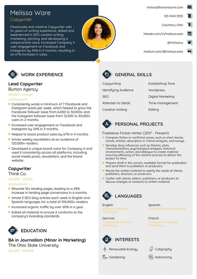 Bold Header Resume Template