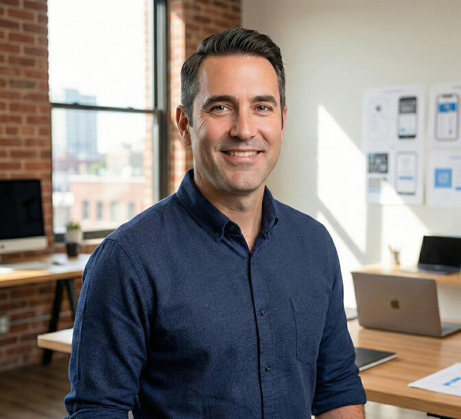 Professional headshot of clean-shaven man in suit showing polished and universally professional appearance