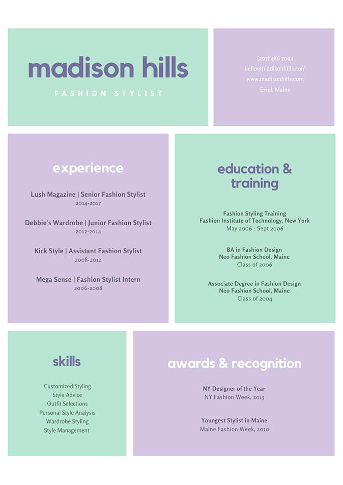Color-Blocked Resume with Sidebar Photo