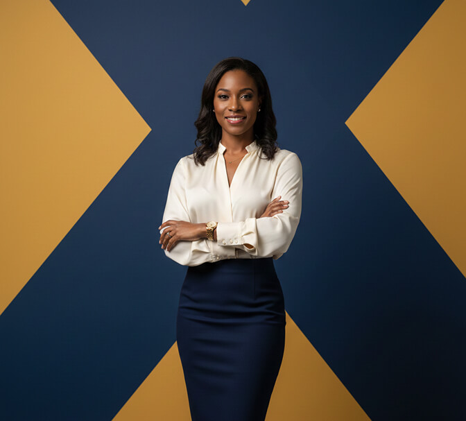 corporate headshot with bold colored background