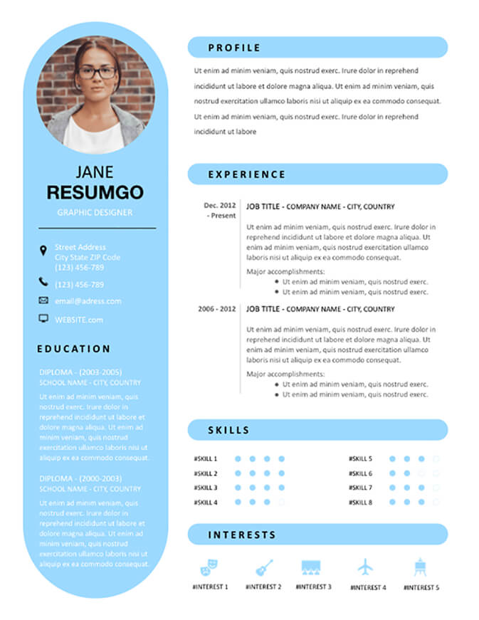 Corporate Resume with Rounded Photo
