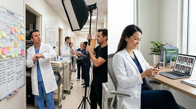 Busy physician schedule showing the difficulty of booking a traditional headshot photography session