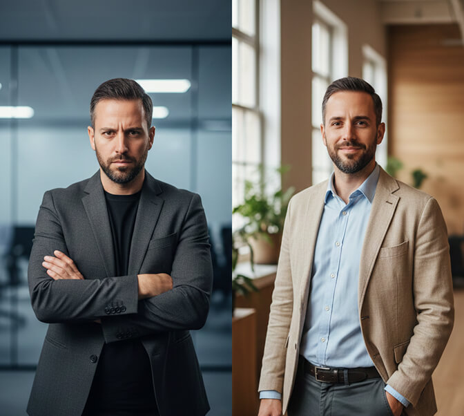 founder headshot showing calm confidence and direct expression