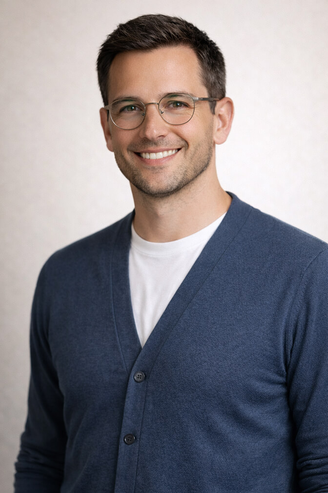 Professional headshot wearing a clean cardigan layered over a simple top