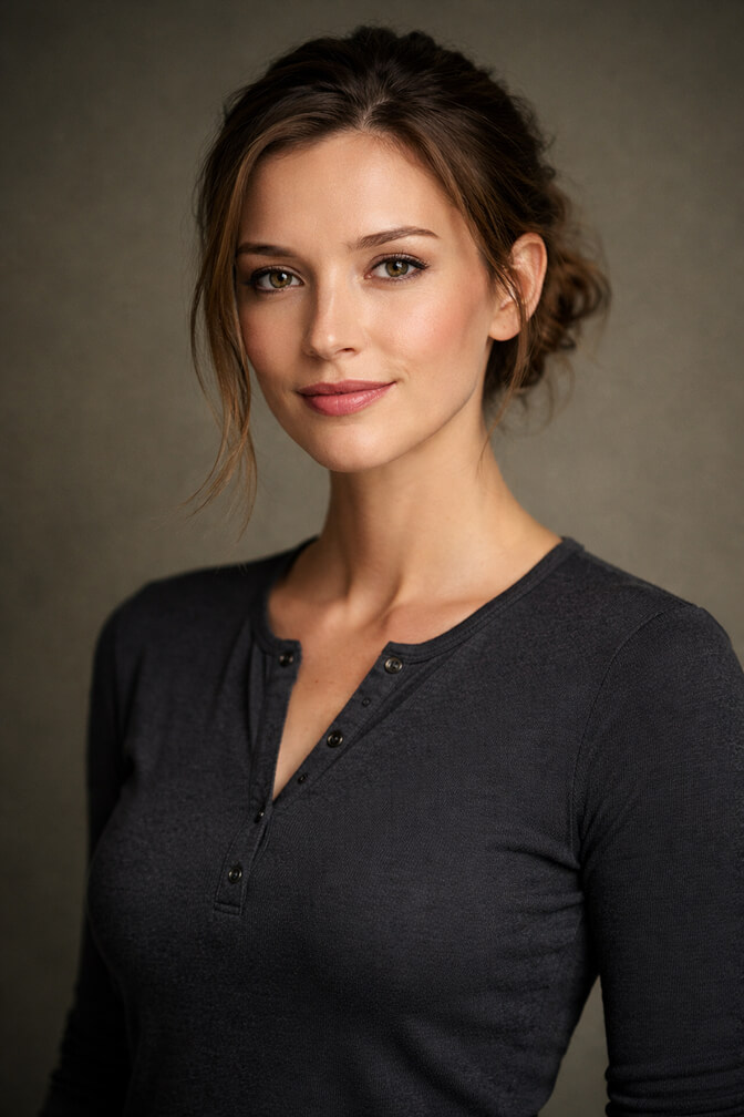 Professional headshot wearing a dark henley with subtle button detail
