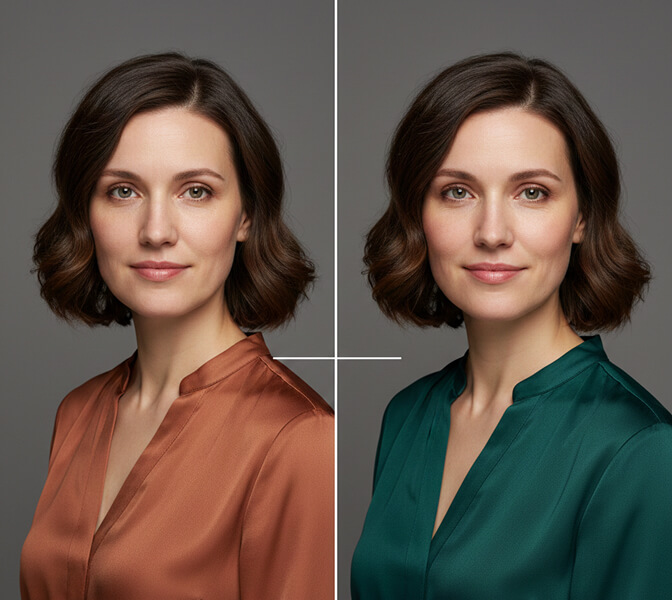 Guide showing cool warm and neutral skin undertones with matching headshot outfit colors