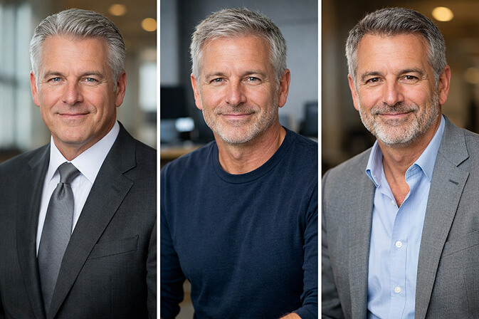 Confident professional man over 50 with a modern authoritative headshot