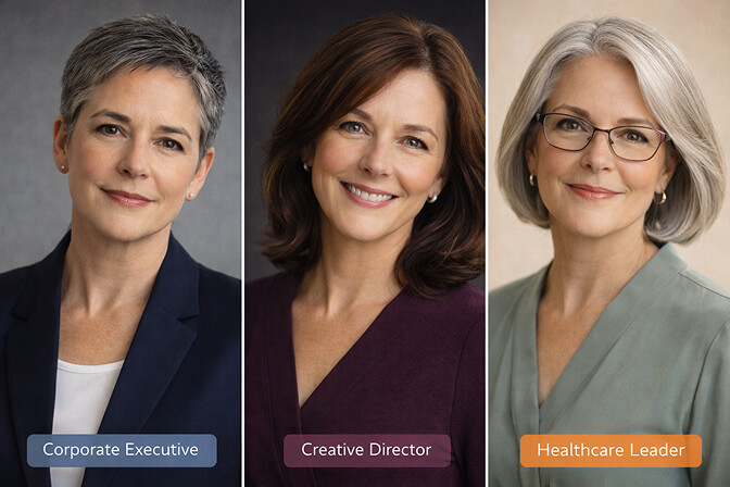 Confident professional woman over 50 with a natural and powerful headshot