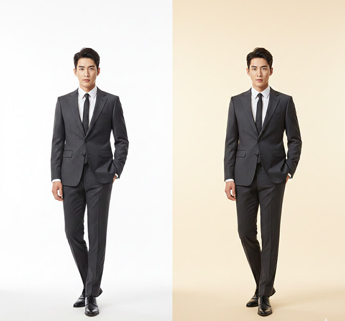 Korean professional headshot with warm neutral background