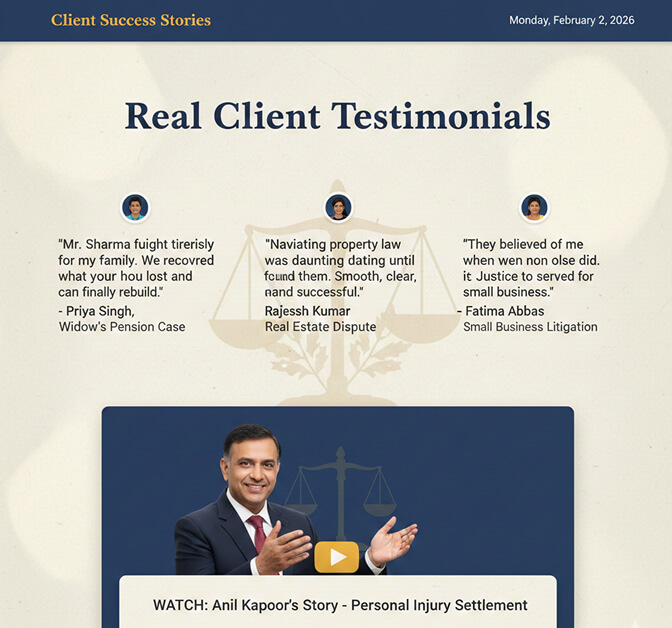 law firm website client testimonials and social proof section