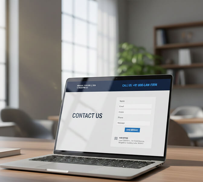 law firm contact page with phone number and consultation form