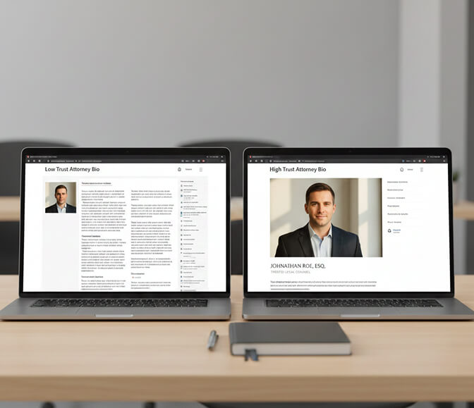 potential client forming first impression of attorney from website photo