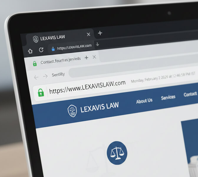 SSL security padlock on law firm website browser bar