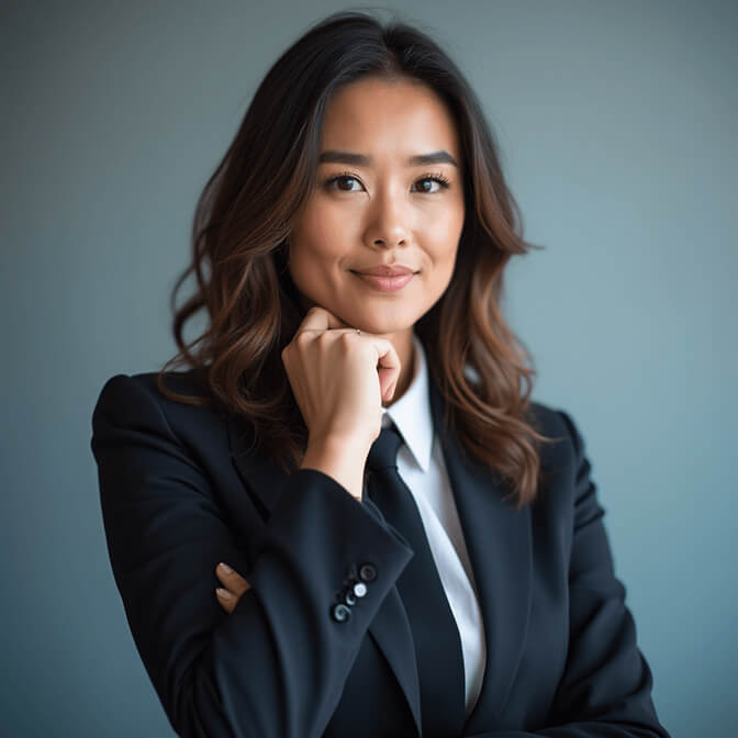 hand on chin headshot pose