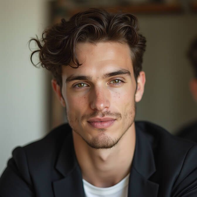 professional headshot in mirror reflection background
