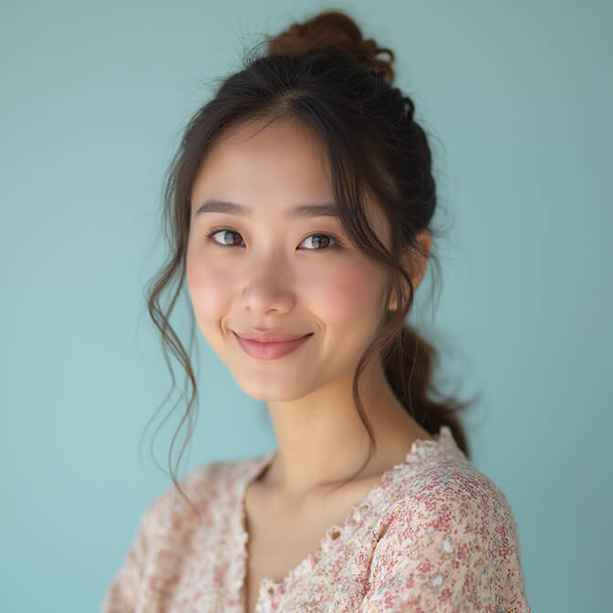 professional headshot on a pastel gradient background