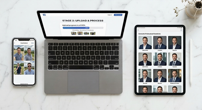 Step by step walkthrough of getting AI professional headshots from uploading selfies to receiving 40 plus finished photos in minutes