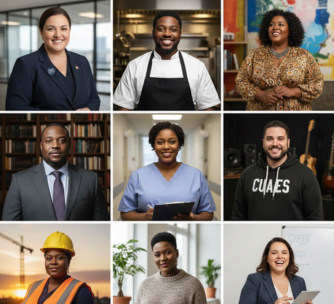 Professional plus size headshot showing confidence and competence