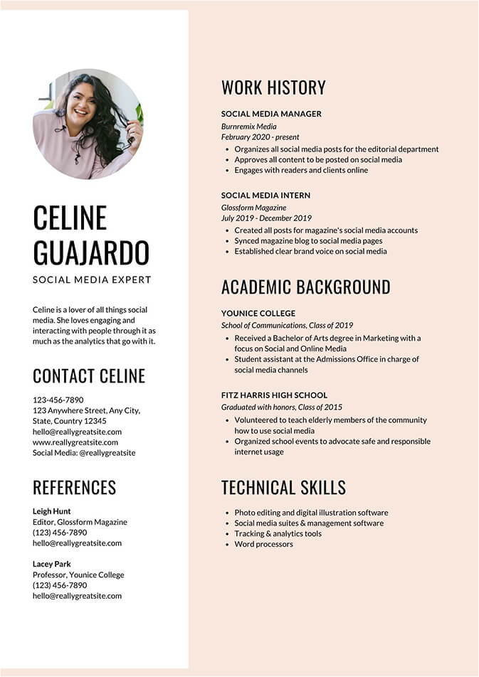 Soft Gradient Resume with Photo