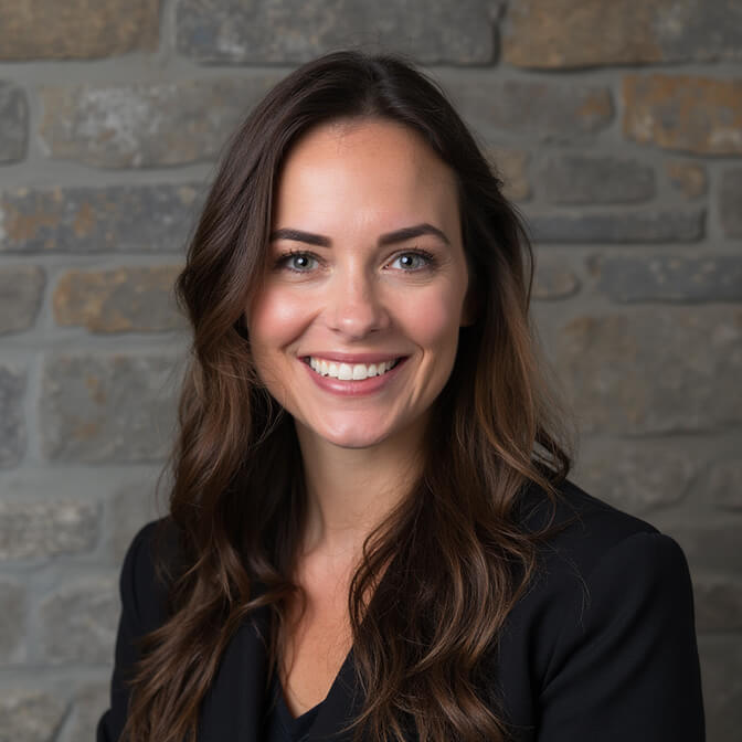 professional headshot on a textured wall background