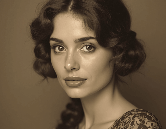 AI-generated creative headshot of a young woman