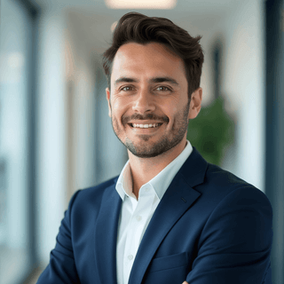 AI generated eras headshot of a man with blur background