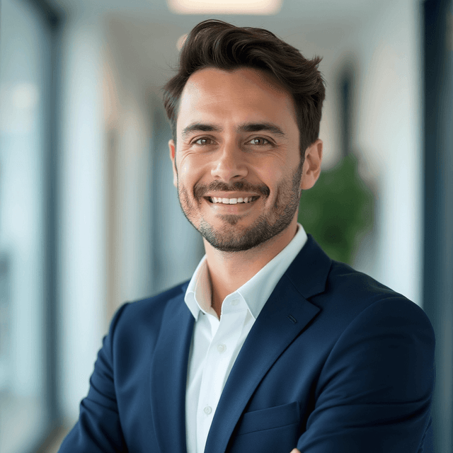 AI generated eras headshot of a man with blur background