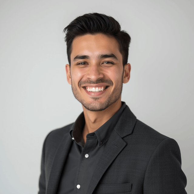AI generated eras headshot of a man with plain background