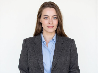 Gray Blazer & Blue Shirt