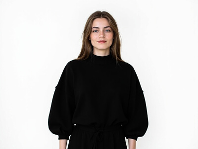 Black Balloon Sleeve Top
