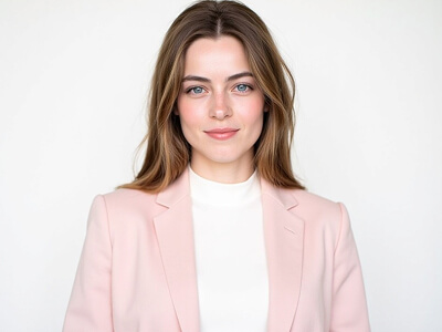 Pink Blazer & White Top