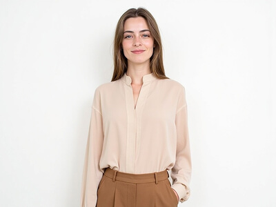 Beige Blouse & Camel Pants