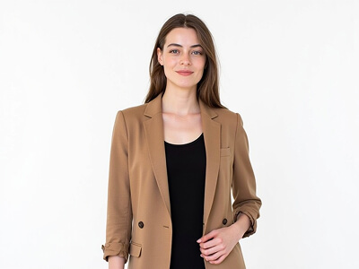 Camel Blazer & Black Top