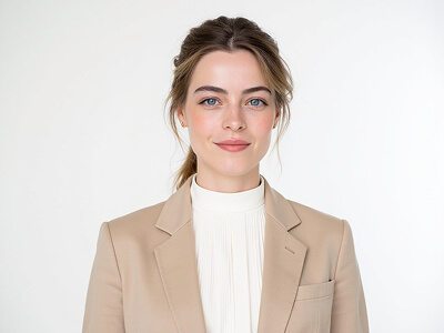 White Blouse & Beige Blazer