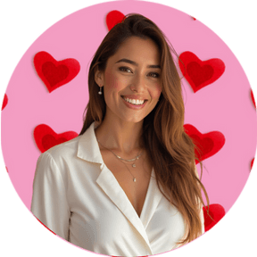 Professional LinkedIn profile with pink heart-themed background