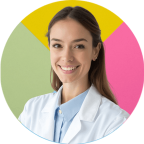 Healthcare profile with a colorful geometric background