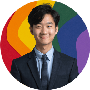Pride Flag PFP featuring a professional portrait with rainbow backdrop