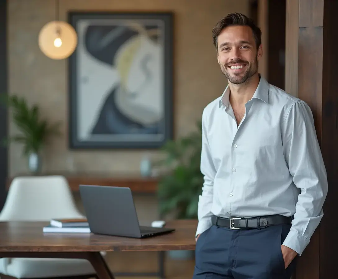 AI-generated real estate headshot with a confident and approachable look
