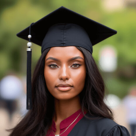 AI-generated professional headshot of a graduate