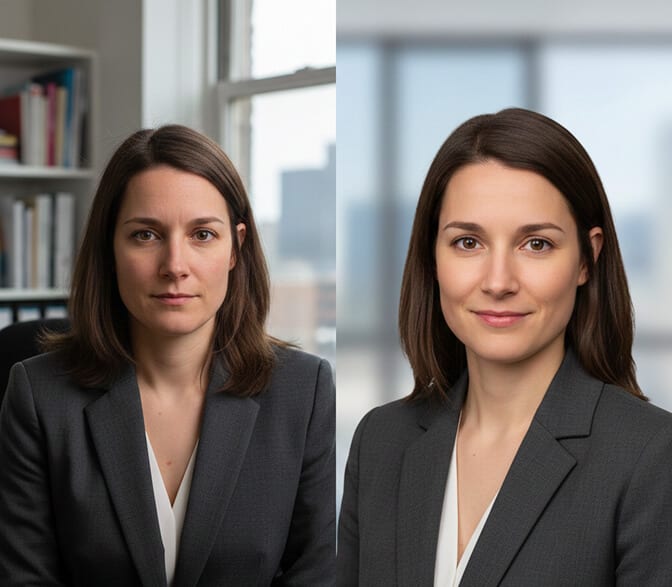 AI headshot with inconsistent blurry background